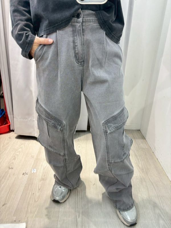 復古工裝闊腿褲 