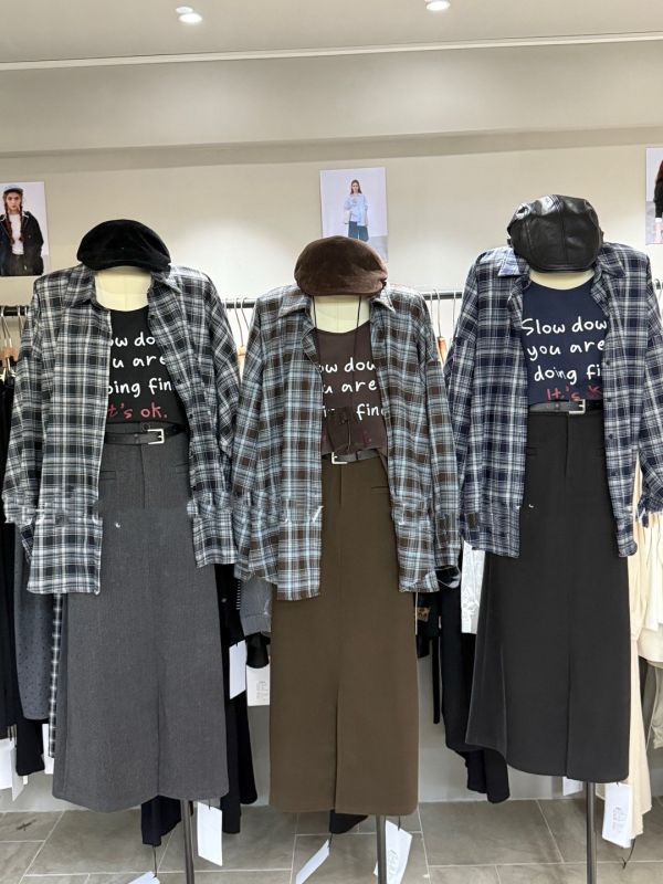 格子背心假兩件襯衫(黑/藍/咖) 