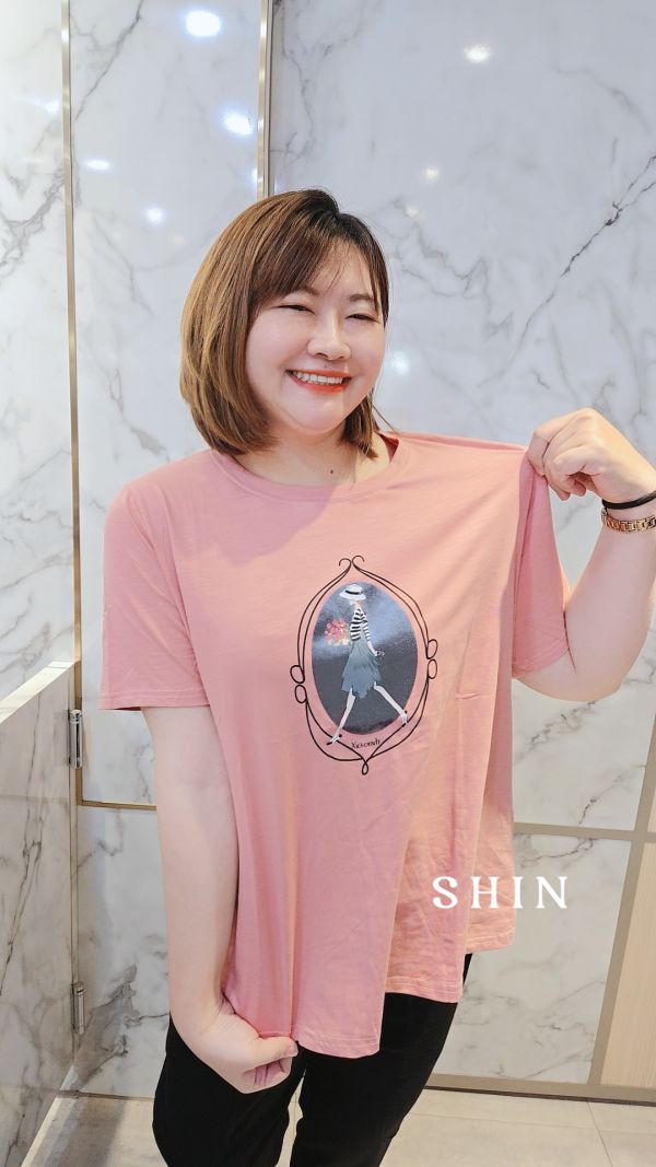 帽子女孩捧花竹節涼感T 