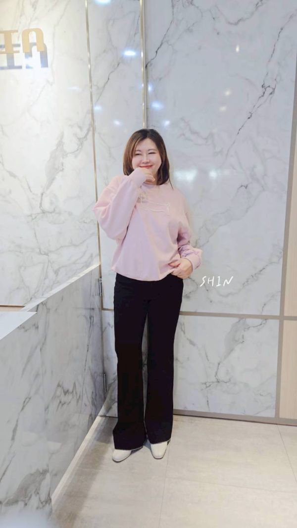 復古繡線微喇叭褲(黑/牛仔) 