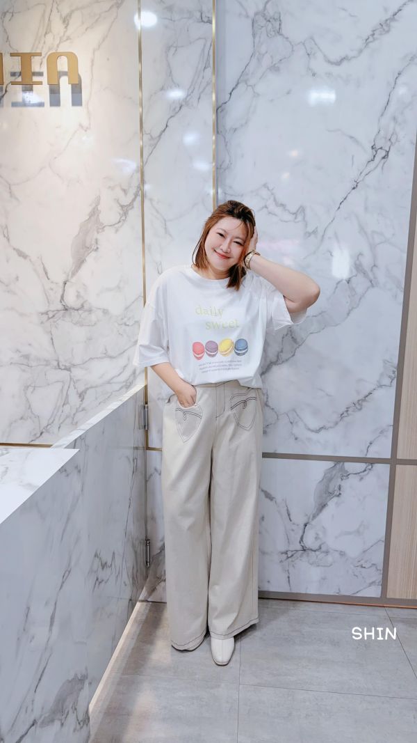甜甜馬卡龍薄大T(白/灰綠/深灰) 