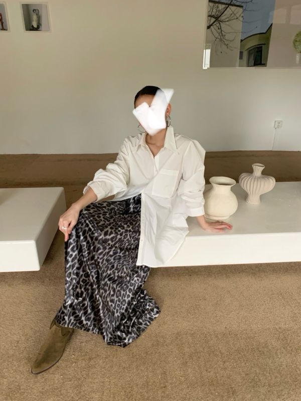 今年流行指標的豹紋長裙(灰/咖) 