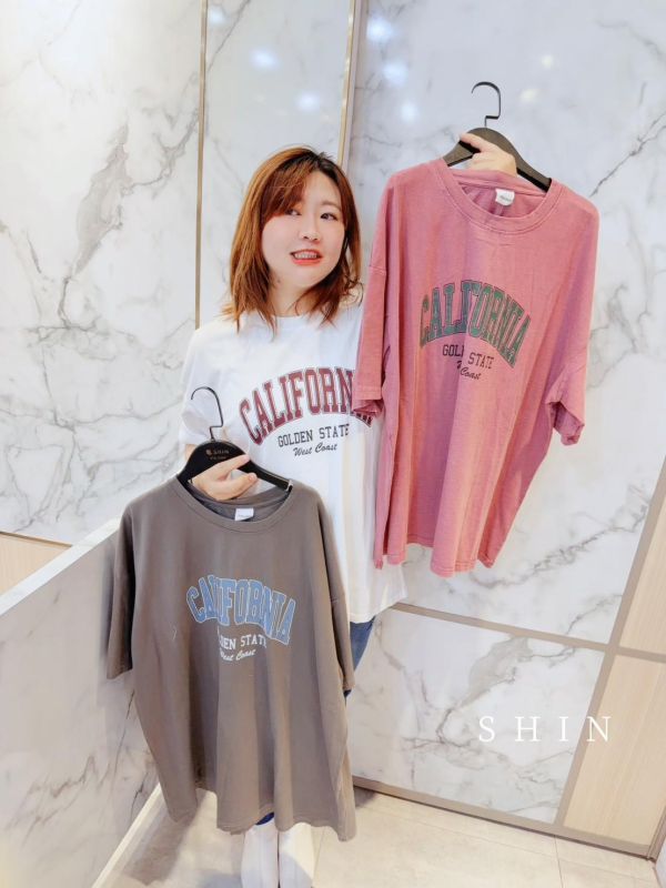 加州水洗T(白/灰綠/深藍/粉紫) 