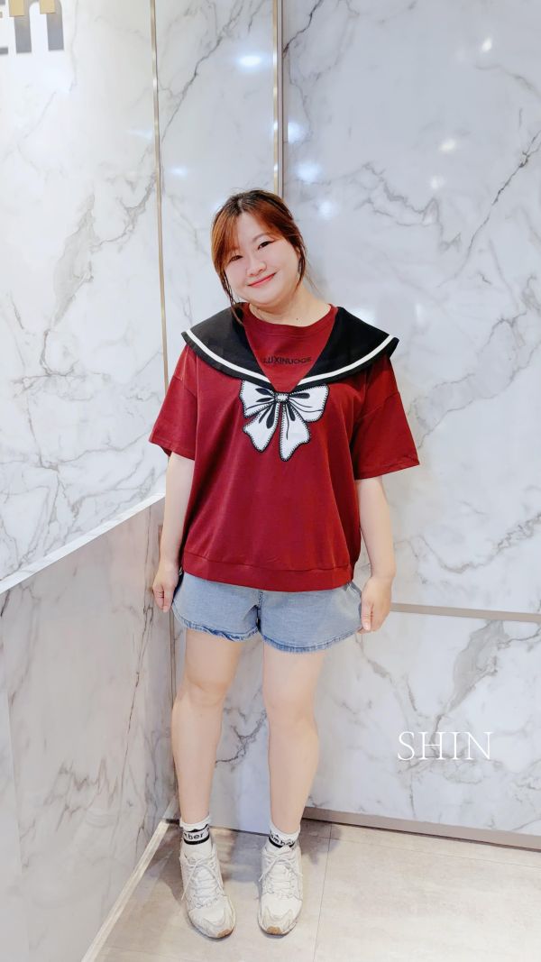 學院風蝴蝶結QQ上衣(白/黑/紅) 