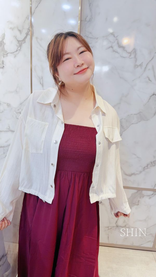 短版縮腰設計襯衫(黑/淺灰/杏) 