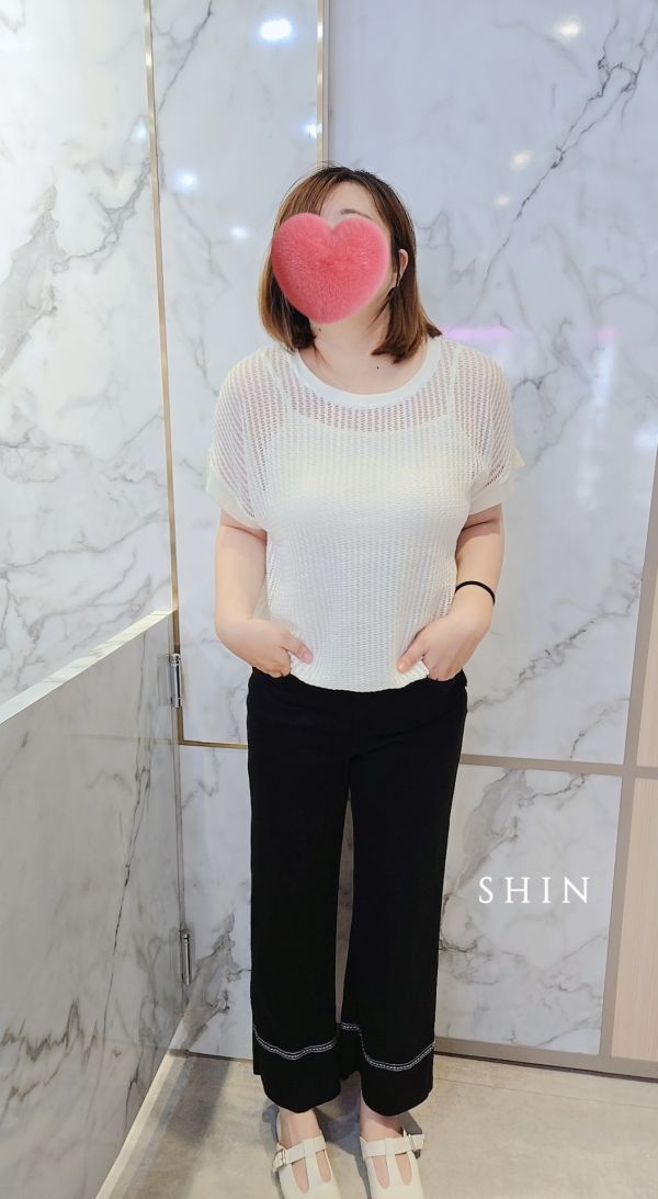 直條洞洞網假兩件上衣(黑/杏) 