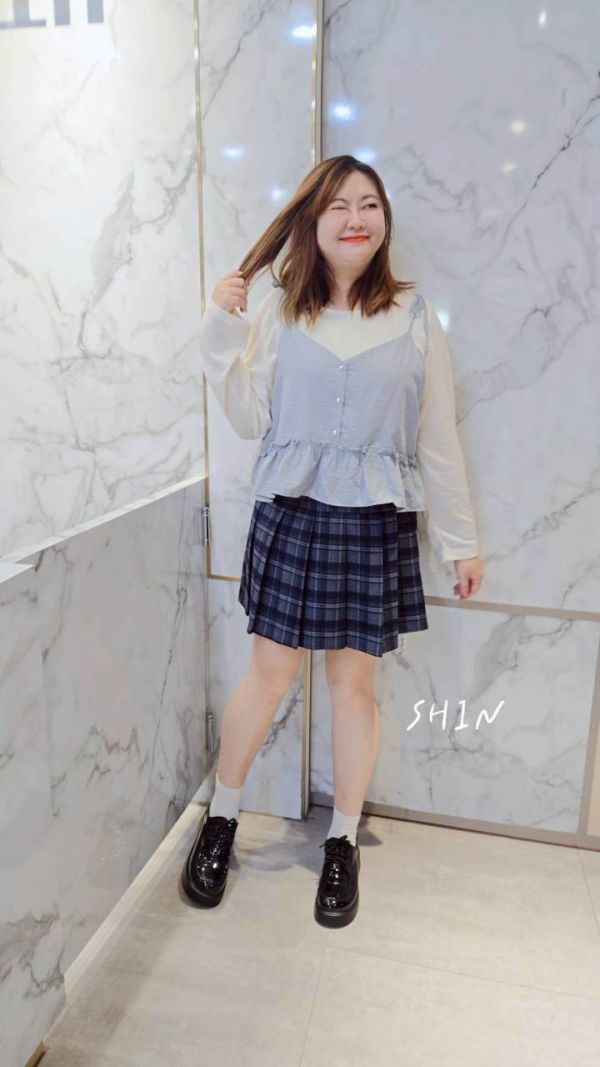 兩件式可愛上衣(藍/粉) 