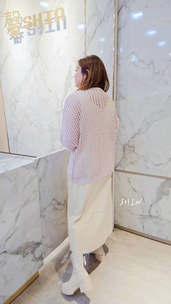 大洞洞針織慵懶罩衫(黑/紫/藍/杏/卡) 