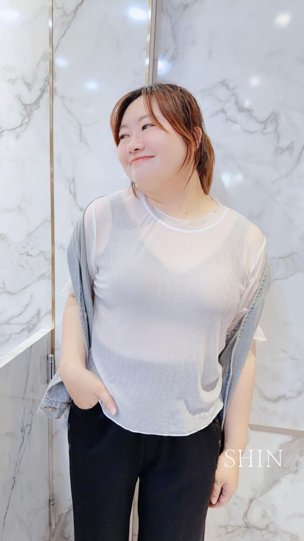 皺皺木耳亮亮透膚內搭(黑/白/深灰/淺灰) 