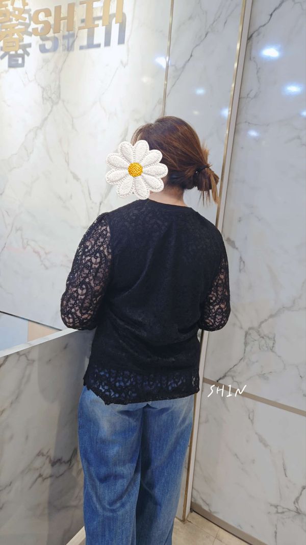 變形蟲蕾絲衣(杏/黑) 