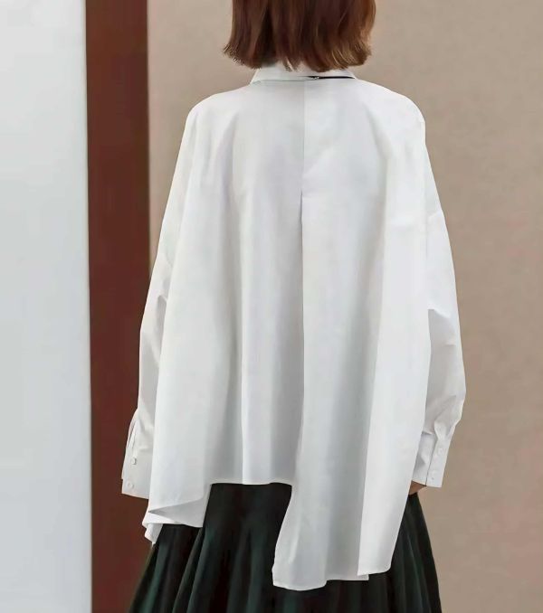不對襯寬版襯衫(黑/白) 