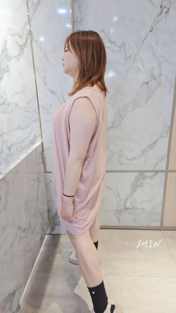 笑臉臉無袖長版T(粉/黑) 