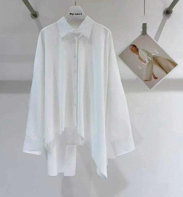 不對襯寬版襯衫(黑/白) 