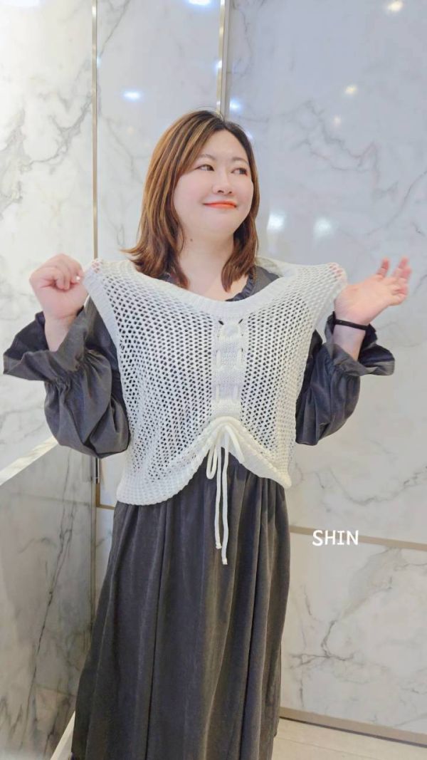 好溫柔的長洋+針織胸抽繩背心 