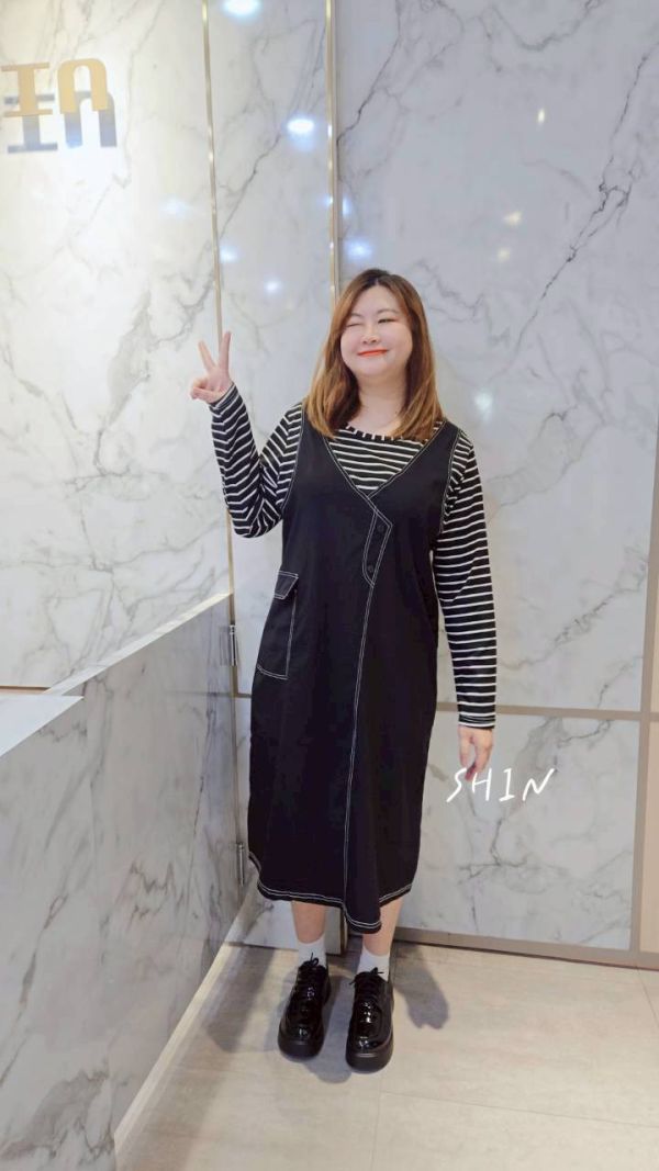 長版控超愛條紋車線洋 