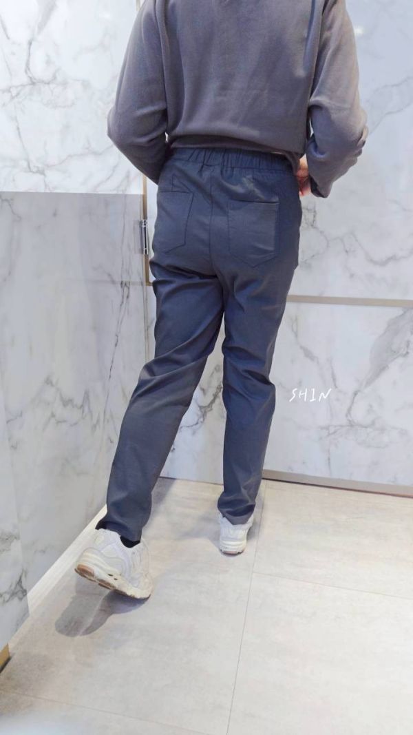 腰釦小刷毛工作褲(灰/黑) 