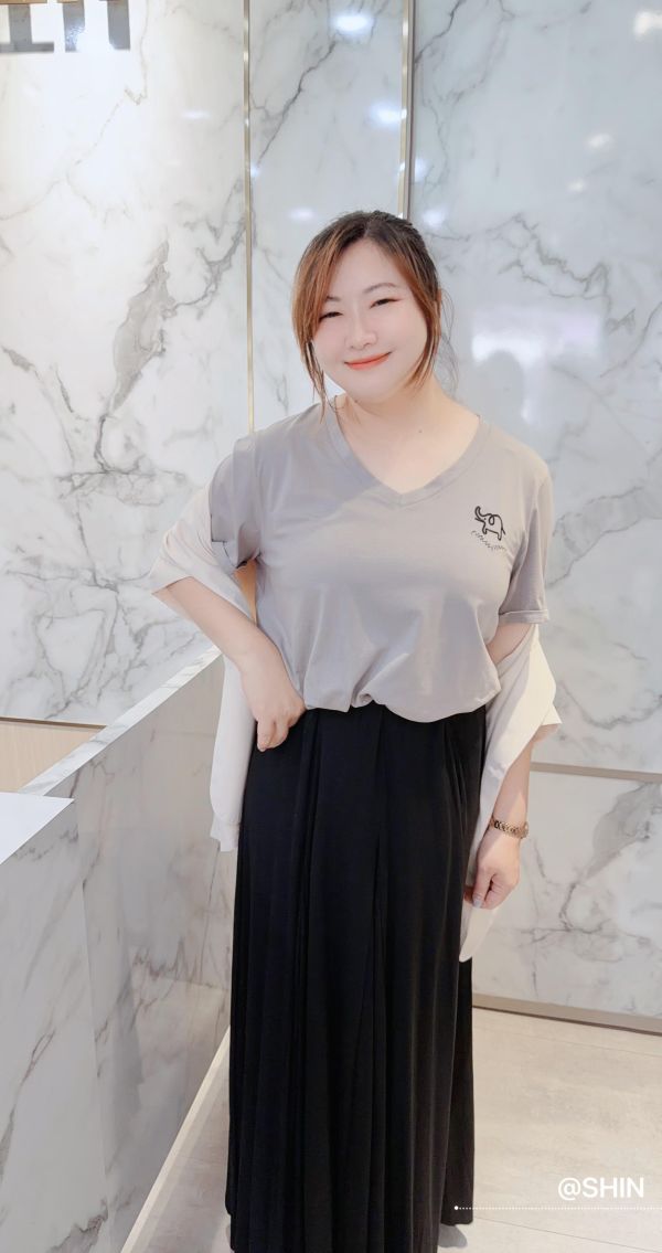 涼感V領小象T(黑/咖灰/粉紫) 