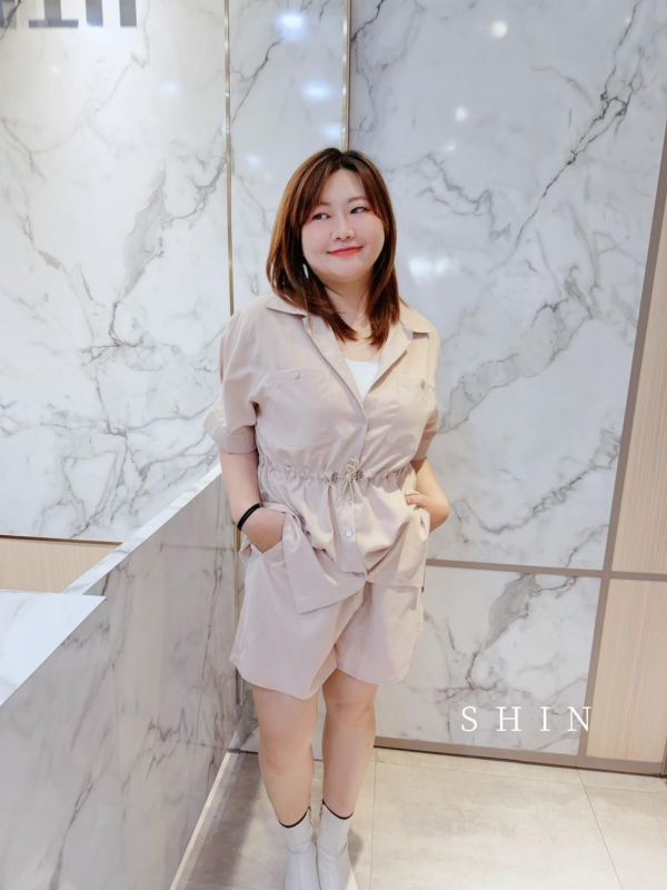 車線知性女孩襯衫褲套裝(藍/杏/黑) 