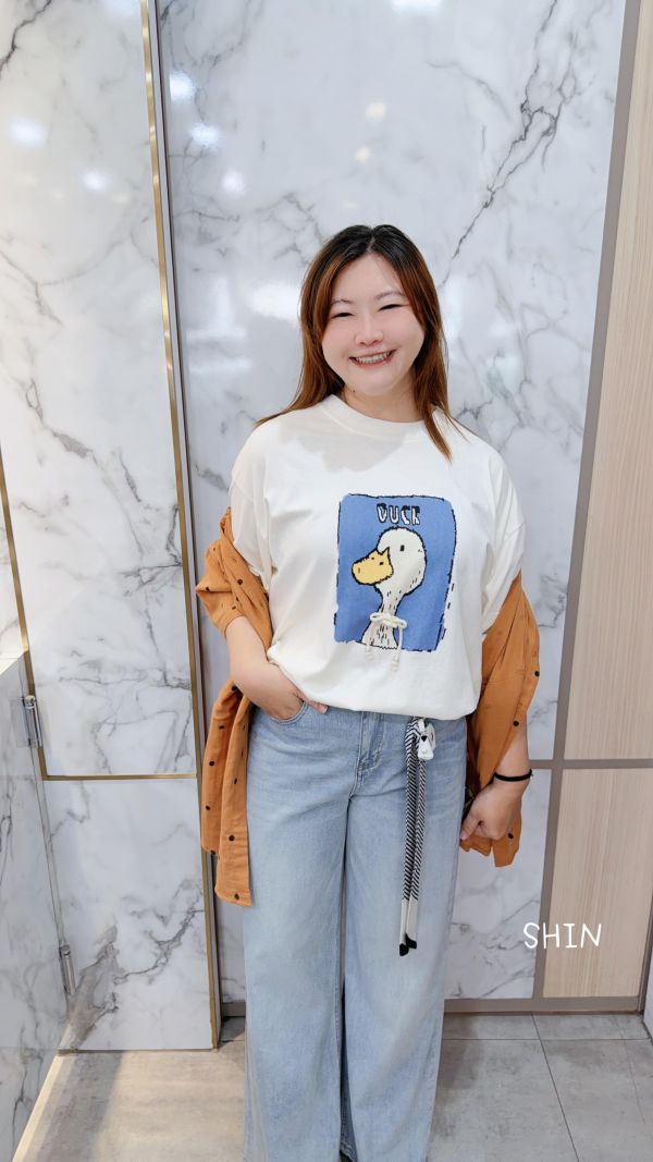 大頭鴨T(杏/白) 
