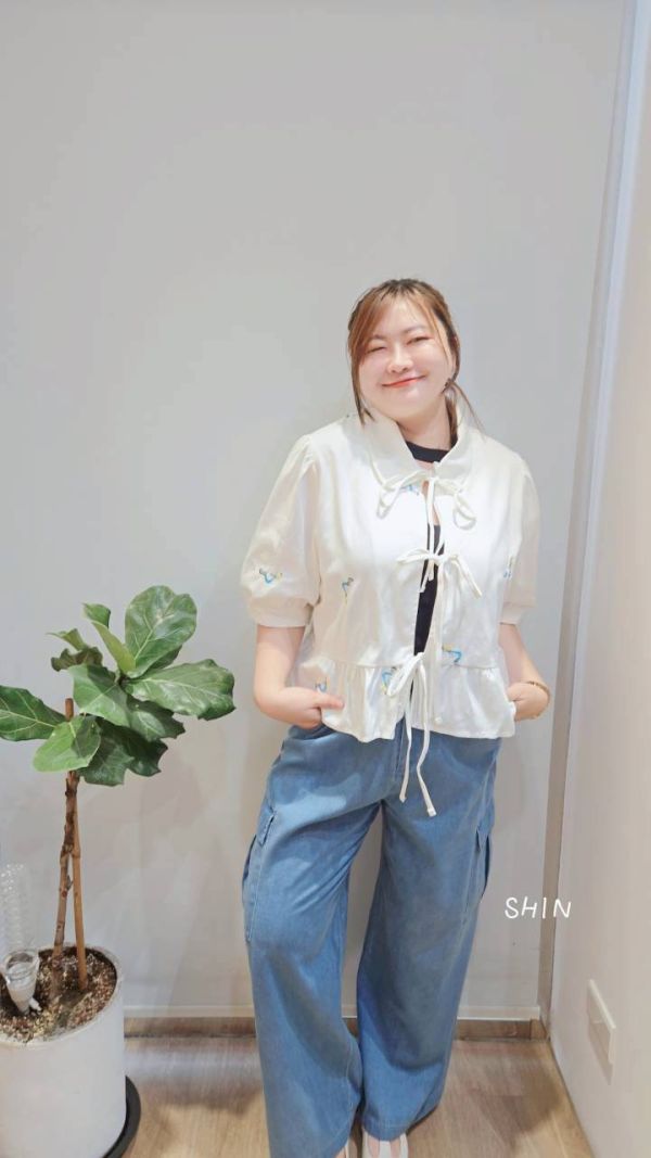芭蕾女孩可愛圖綁帶外套 