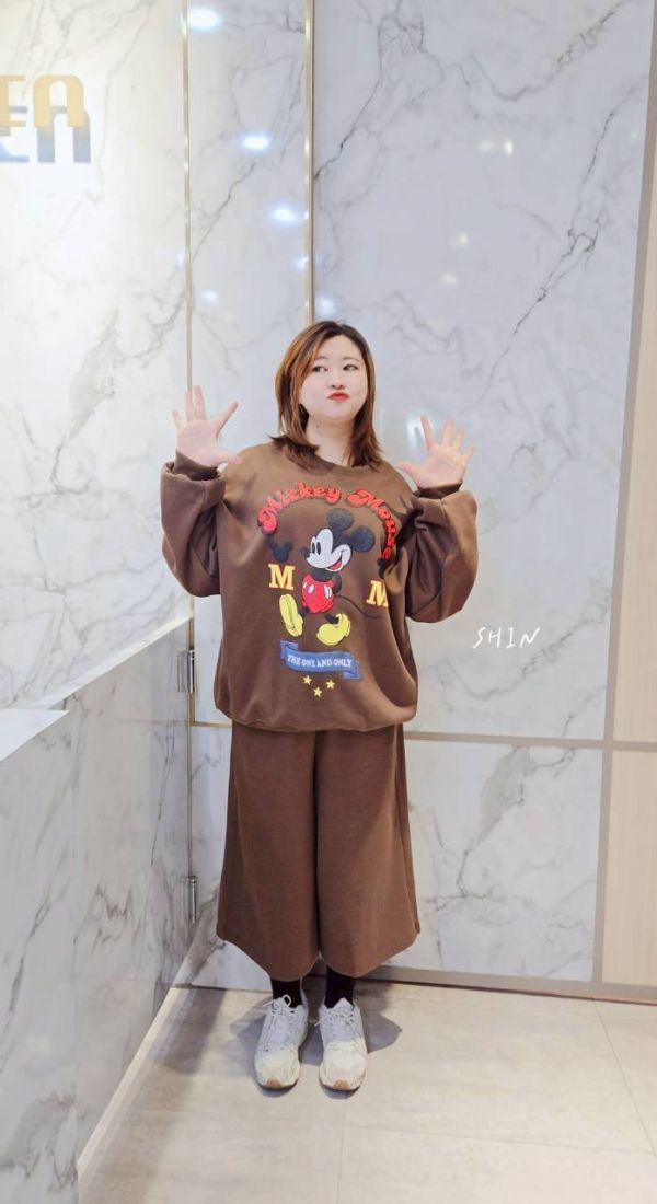 韓版米奇兩穿磨毛套裝 