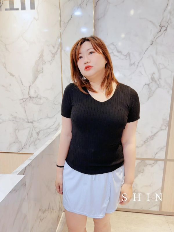 V領薄針織彈性上衣(深灰/白/果綠/黑色) 