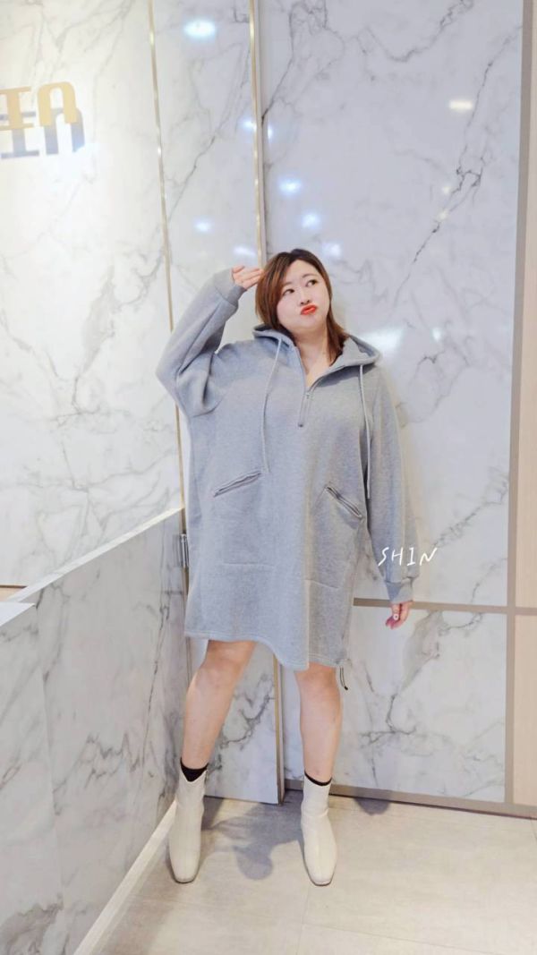 歐膩連帽衣裙(藍/灰/杏) 