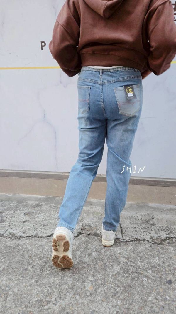 韓版褲頭跳色牛仔褲 