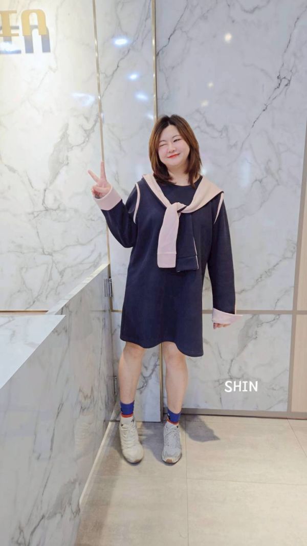 超挺布粉色帽短洋(灰/深藍) 