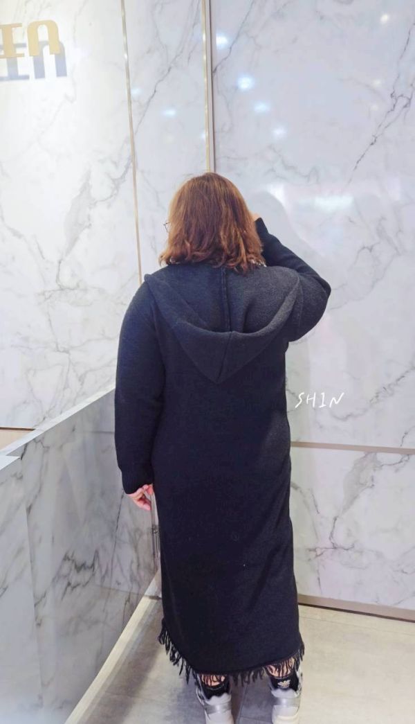 附帽批巾顯瘦流蘇針織洋(杏/粉紅/黑) 