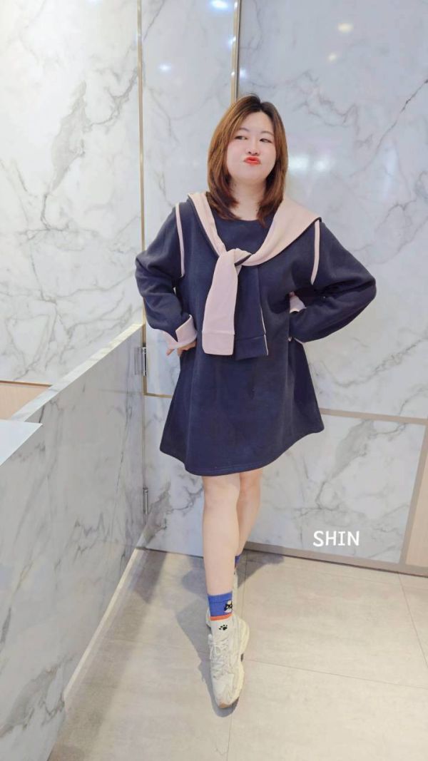 超挺布粉色帽短洋(灰/深藍) 