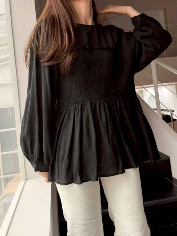 KOREA鬆緊胸上衣(咖/黑) 