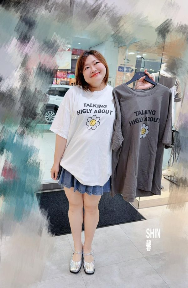 水洗TALKING花朵T(灰綠/深藍/淺藍/黑/白) 