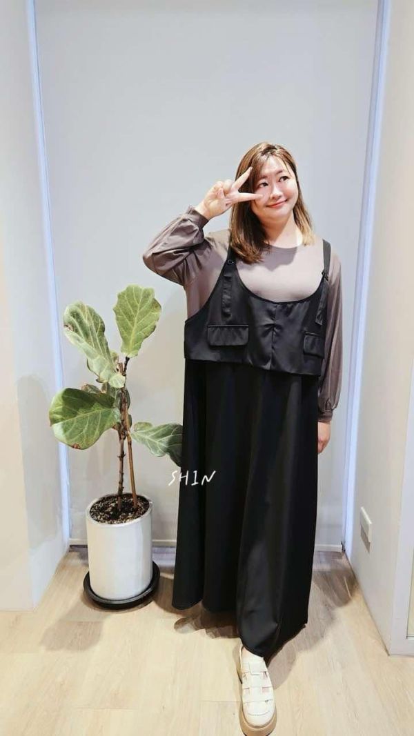 假兩件洋裝(黑) 