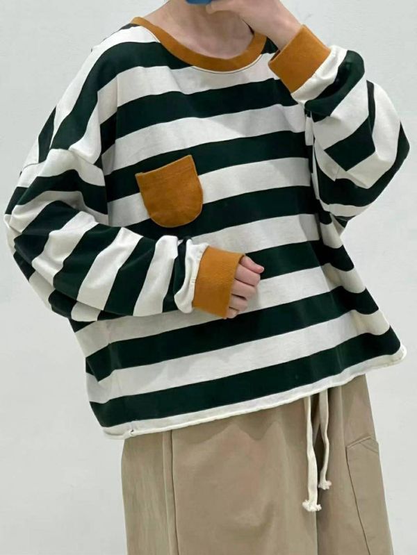 正韓撞色條紋短版T 