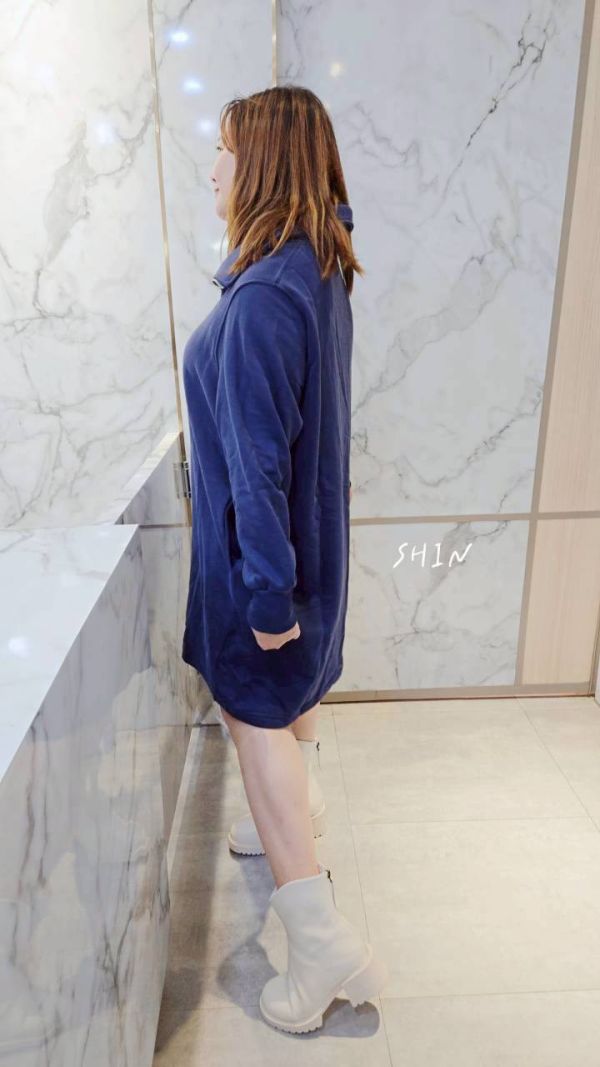 超好穿拉鍊小刷毛連衣裙(紫紅/藍) 