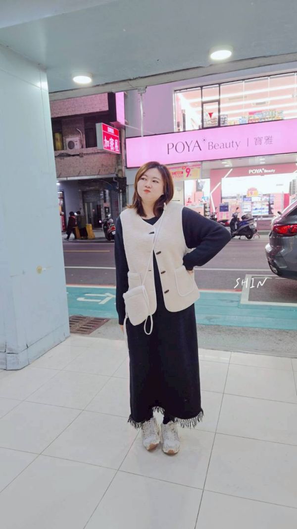 附包綿羊毛背心(粉/杏) 