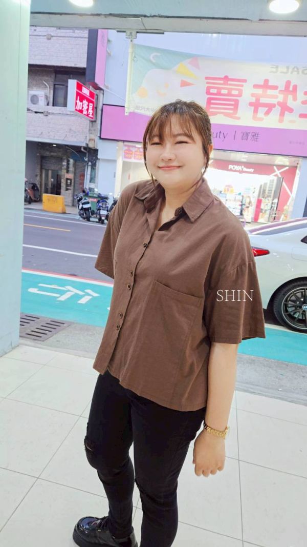 棉麻襯衫大口袋翻領(卡其/咖/黑) 