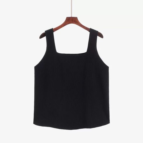 羅紋針織背心(黑/杏/條紋) 