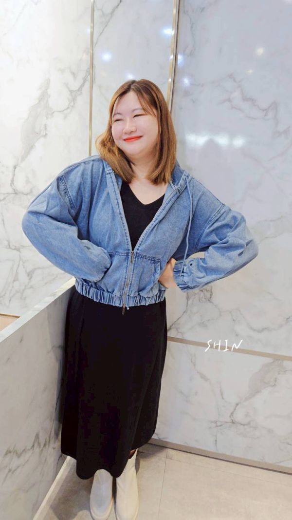 短版雙向拉鍊外套(黑/藍) 