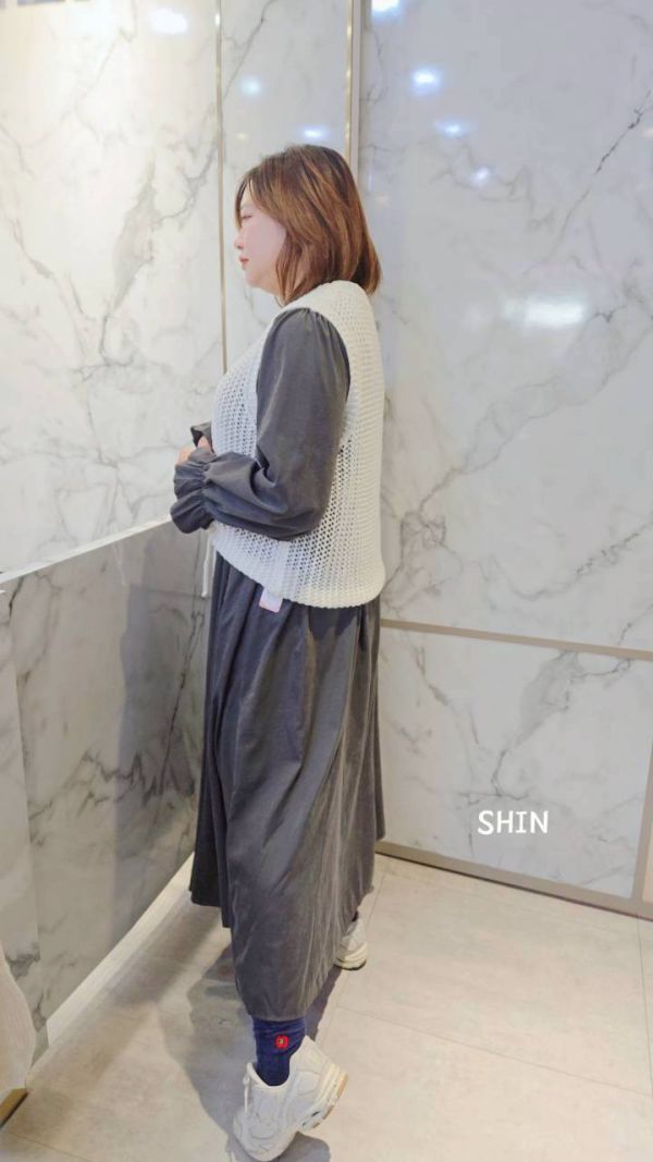 好溫柔的長洋+針織胸抽繩背心 