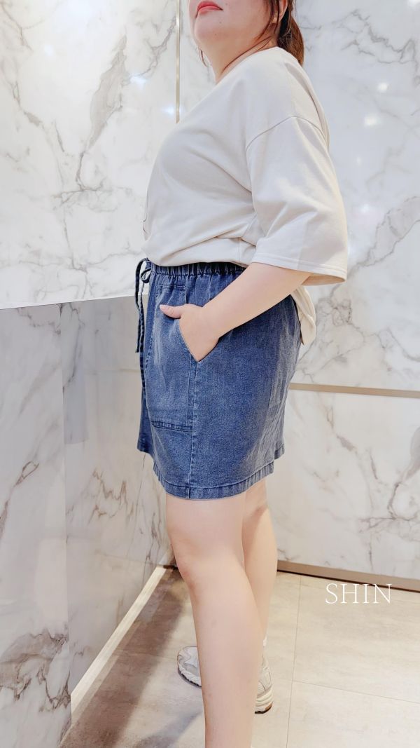 牛仔抽繩大口牛仔裙(深/淺) 