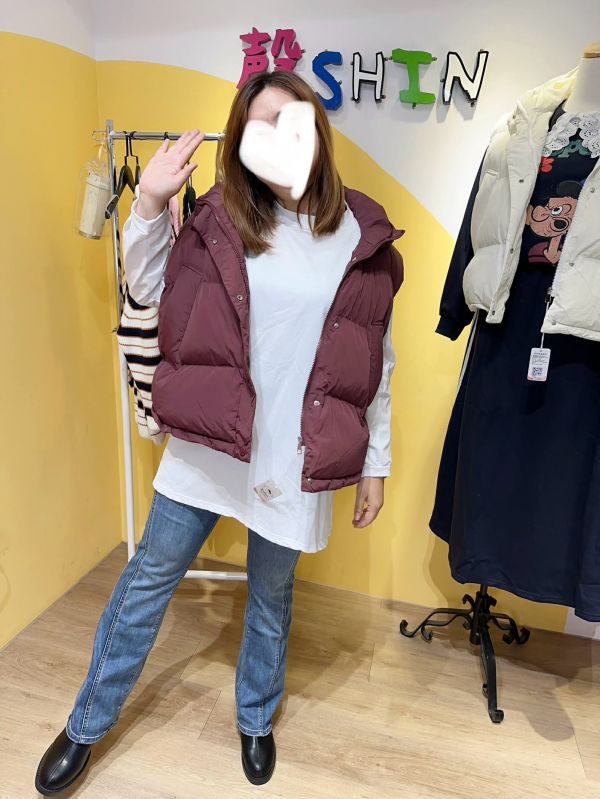 彩色糖果的連帽鋪棉背心(黑/粉/黃/酒紅/杏/卡其/淡藍) 