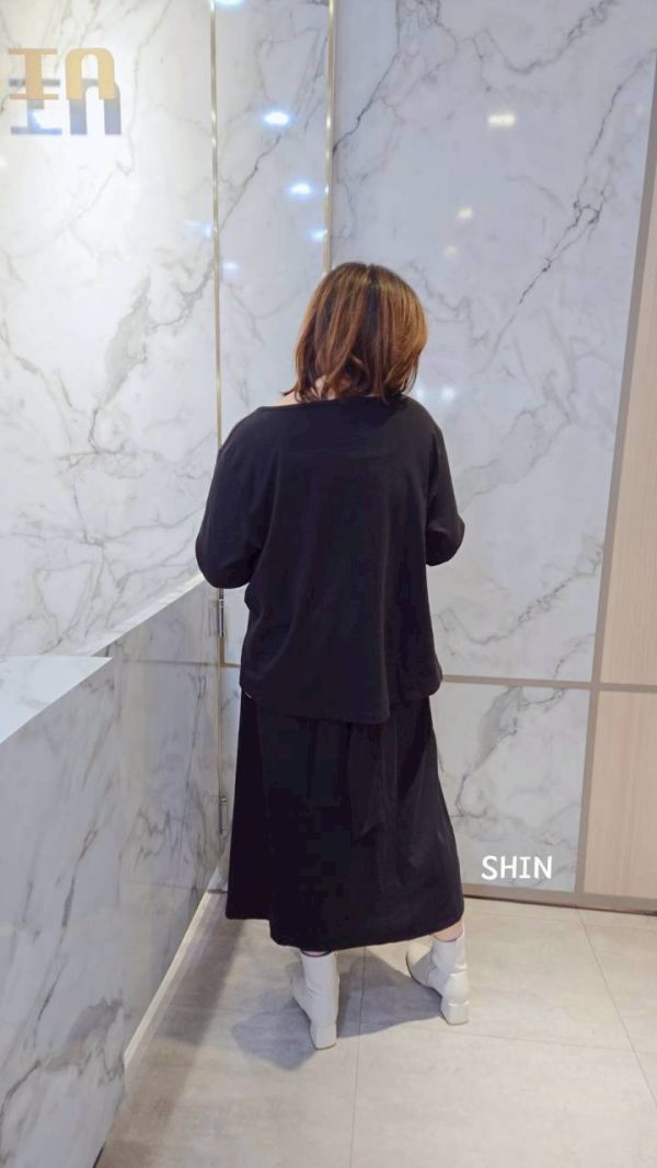 腰綁帶背心長洋+外套(黑/卡其) 