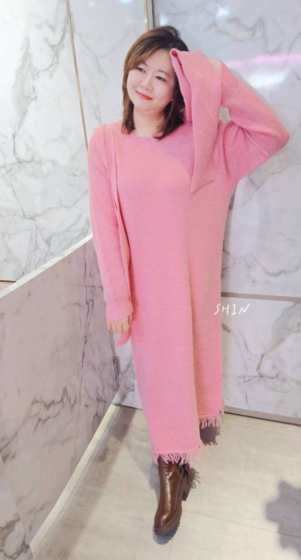 附帽批巾顯瘦流蘇針織洋(杏/粉紅/黑) 