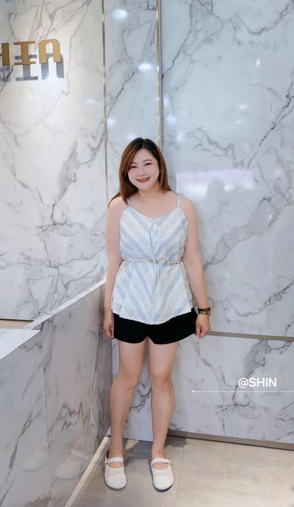 超彈高腰2顆釦短褲 