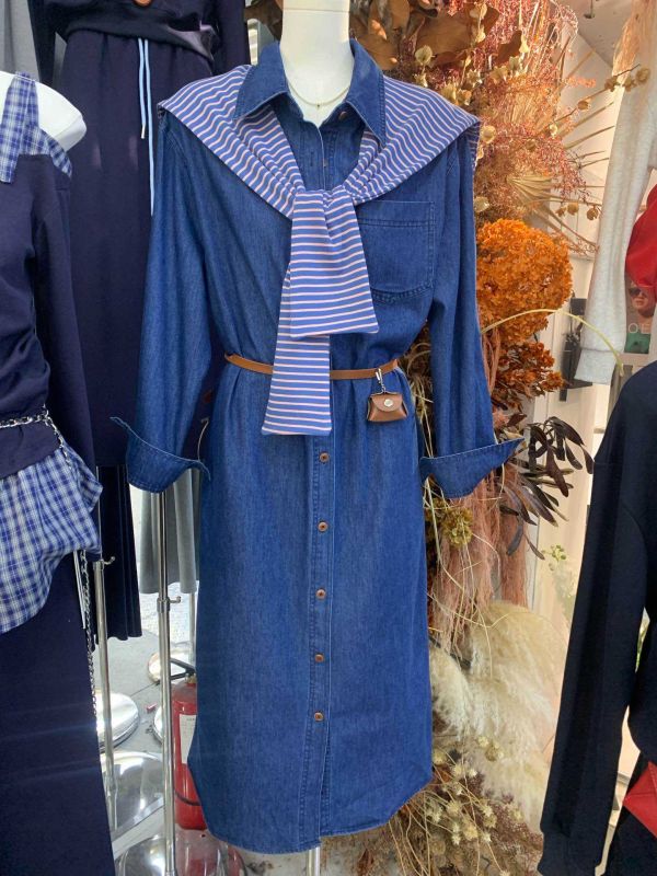 牛仔襯衫洋附批巾 