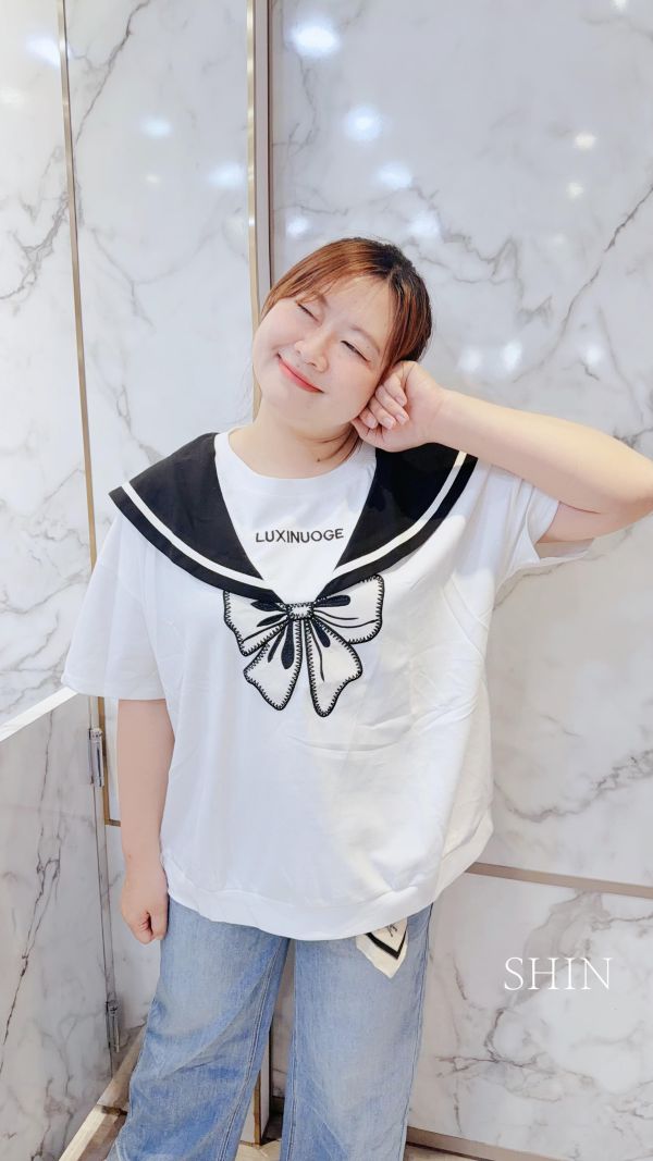 學院風蝴蝶結QQ上衣(白/黑/紅) 