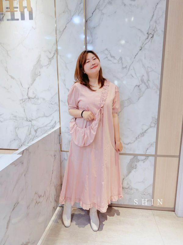 仙氣飄飄斜垮包方領洋(黃/粉/紅/藍) 