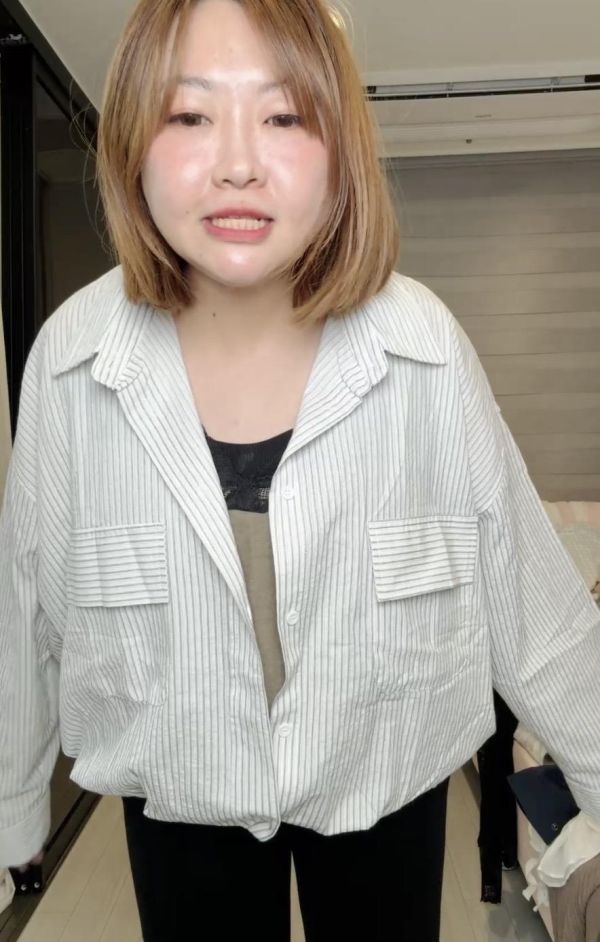 正韓軟棉麻下綁繩直紋襯衫(白/咖/黑） 